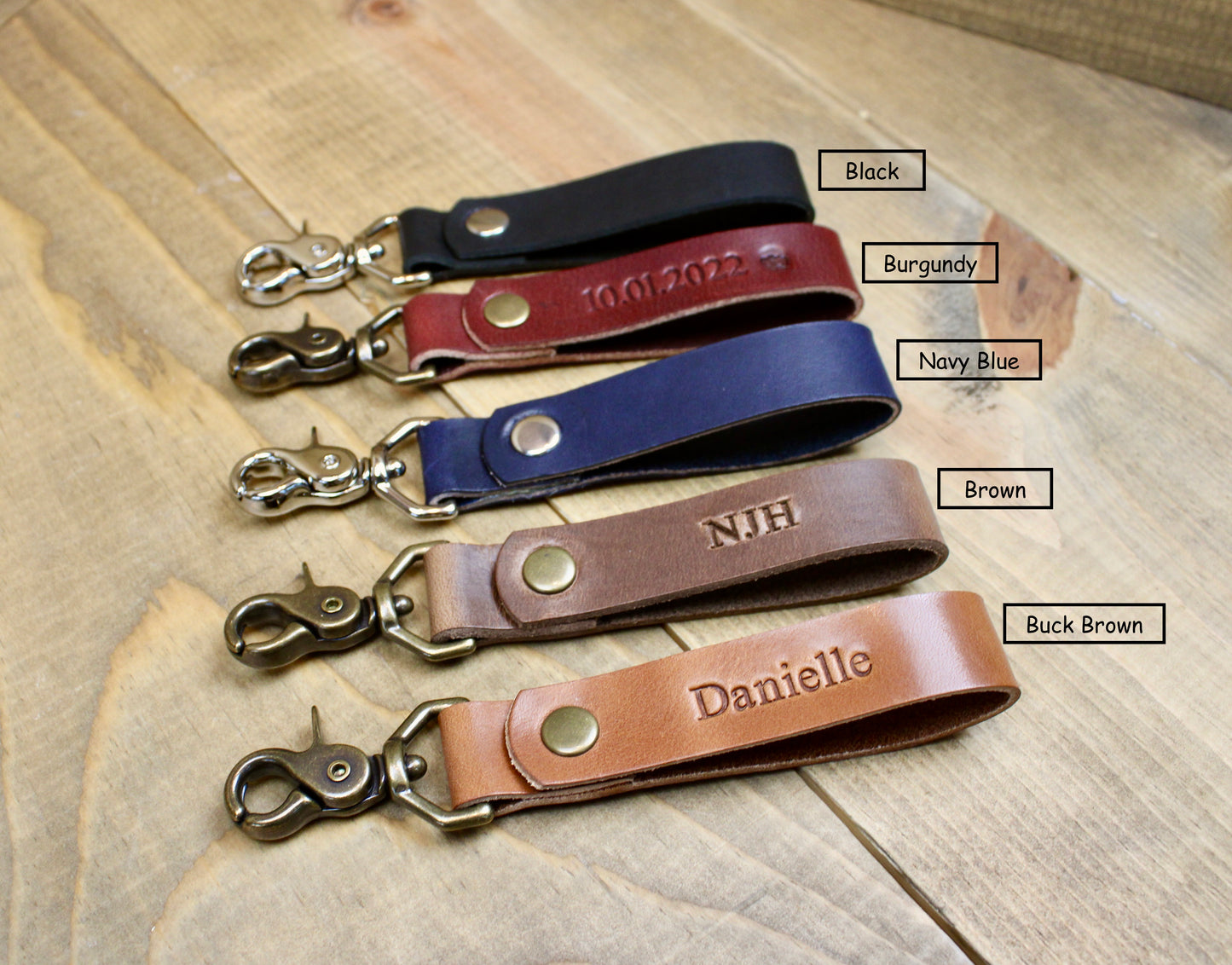 Leather Keychain with Snap Button