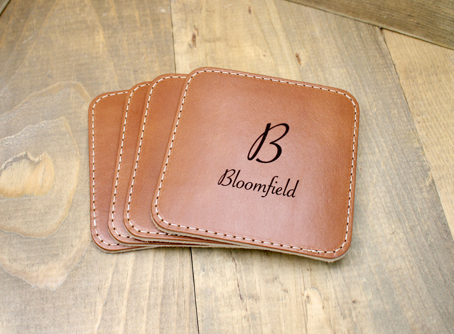 Leather Coasters - Laser Engraved Personalization (Square)