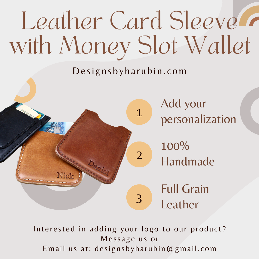 Black Leather Money Slot Wallet