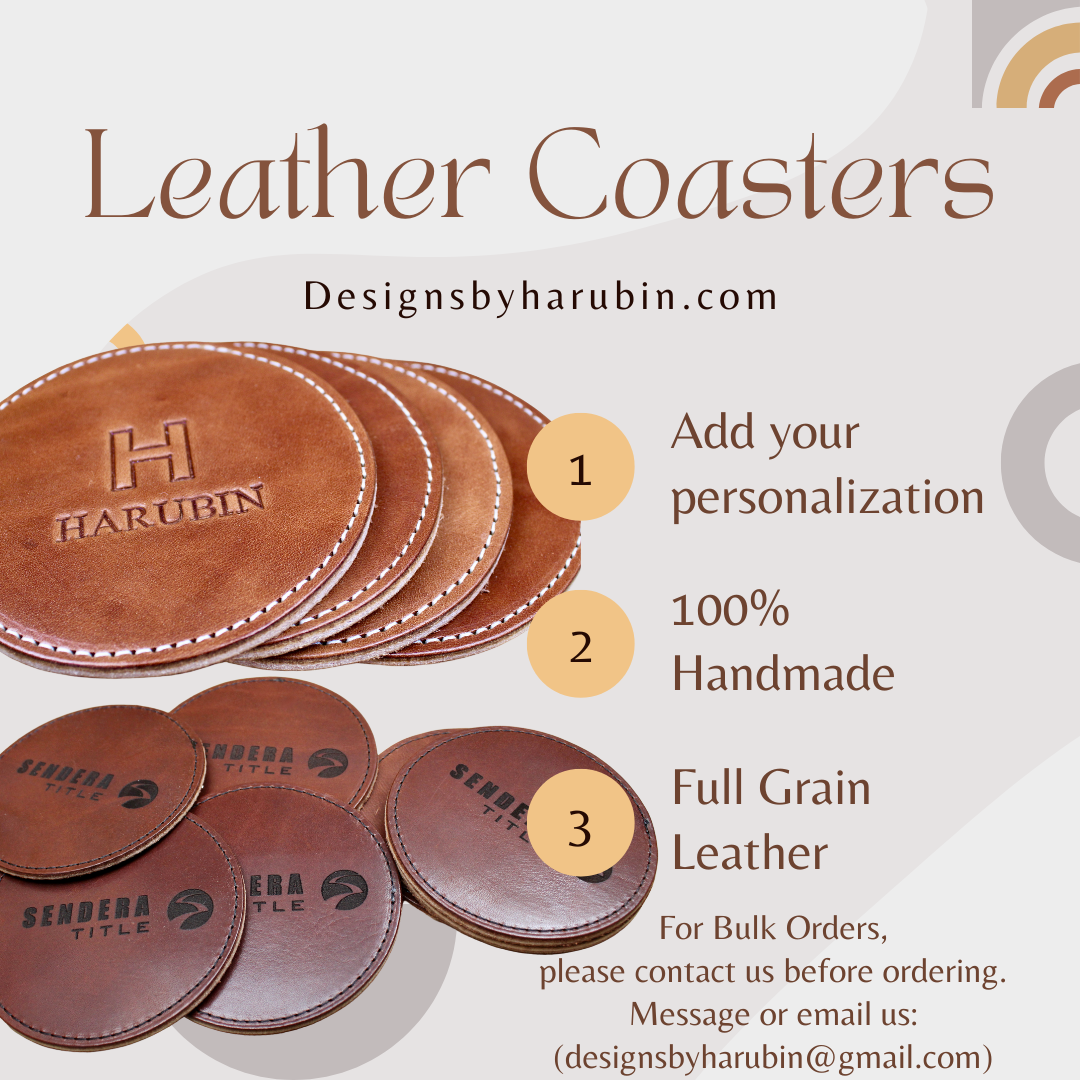 Leather Coasters - Laser Engraved Personalization (Round)