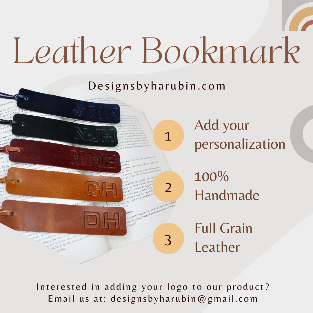 Leather Bookmark with Initials