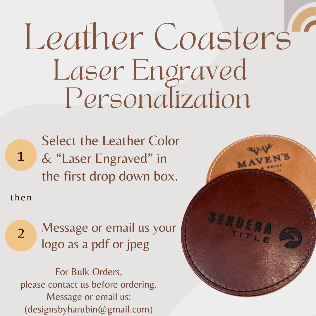Leather Coasters - Laser Engraved Personalization (Round)