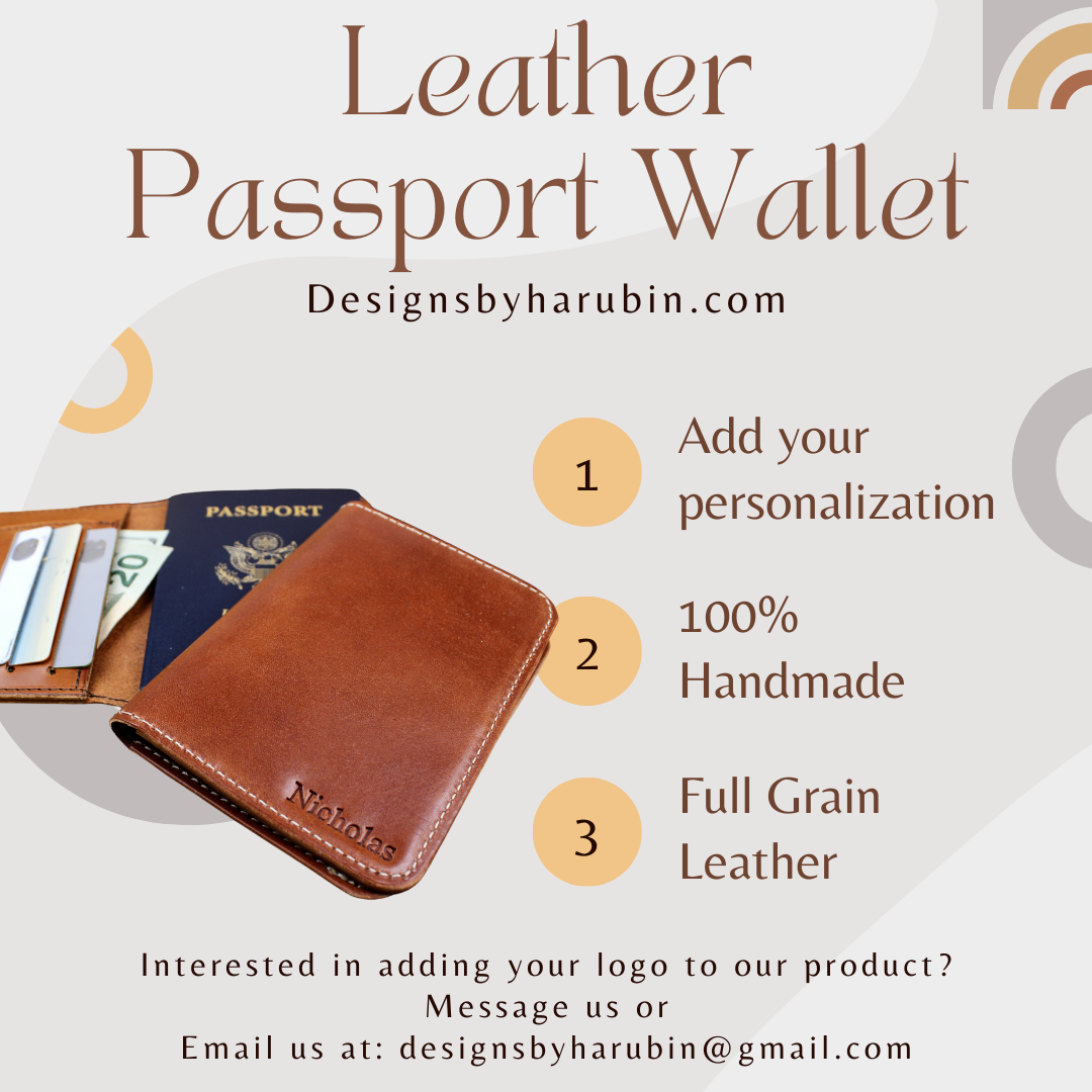 Black Leather Passport Wallet
