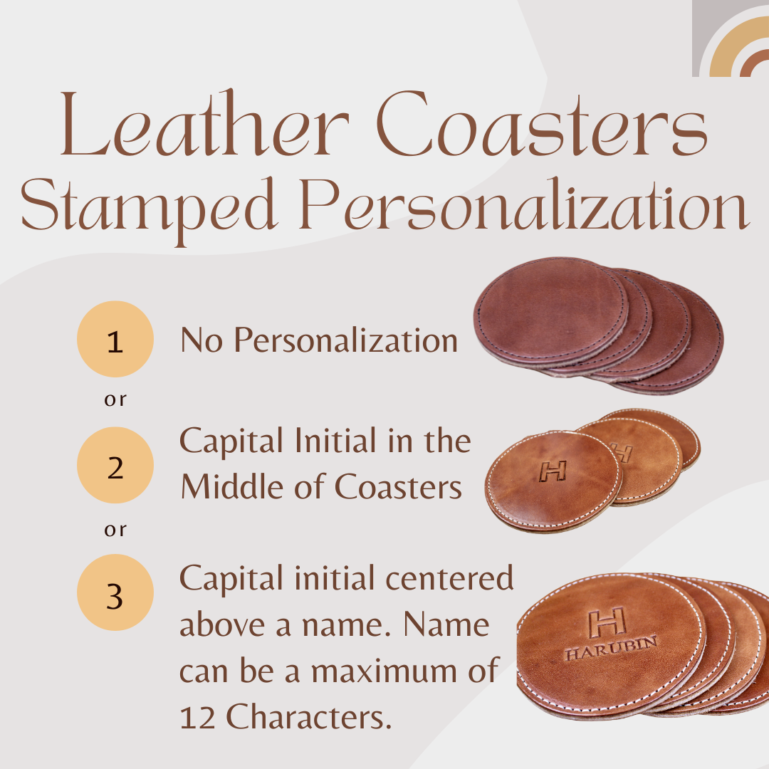 Leather Coasters - Stamped Personalization (Round)