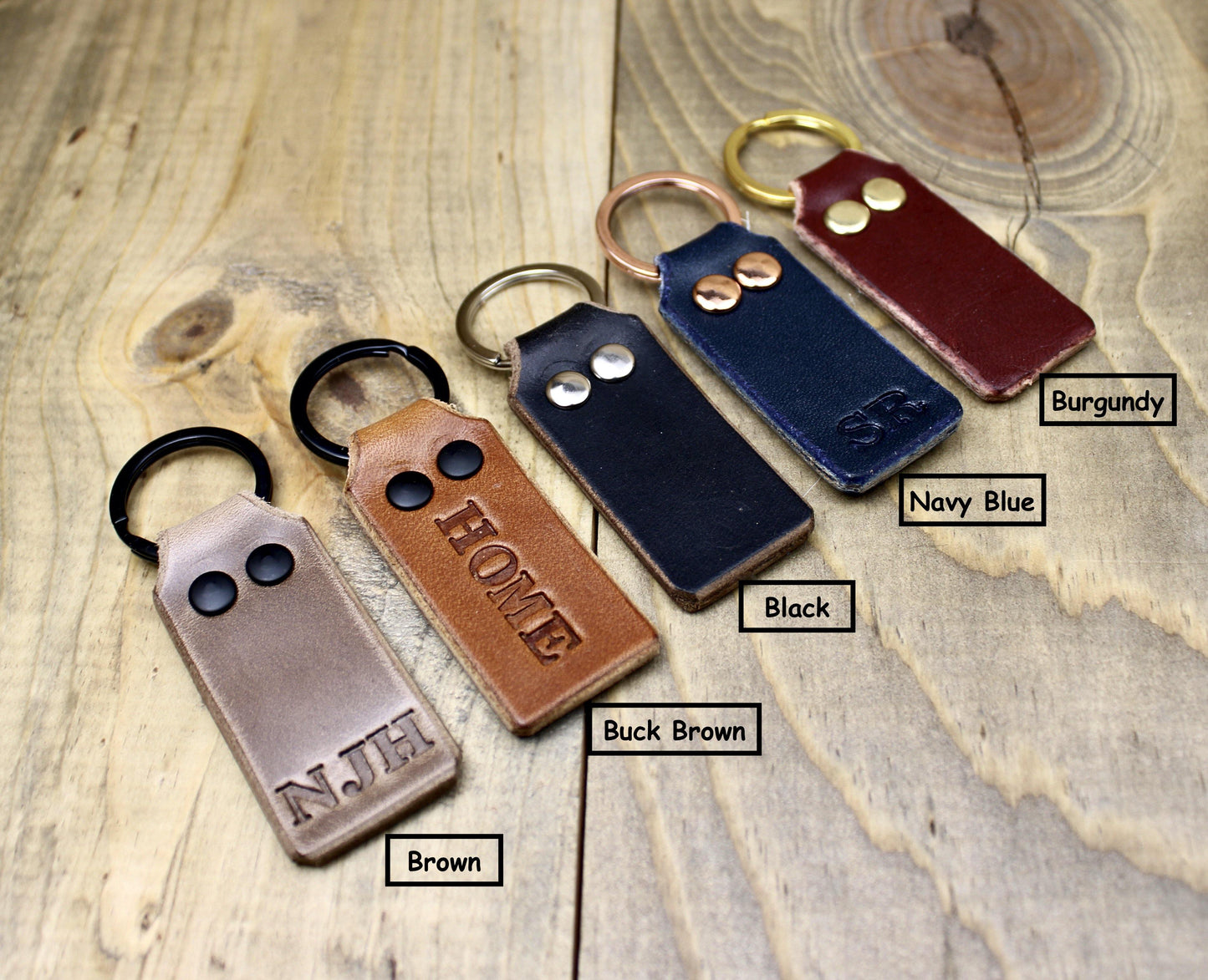 Brown, Buck Brown, Black, Navy Blue and Burgundy Leather Color Options