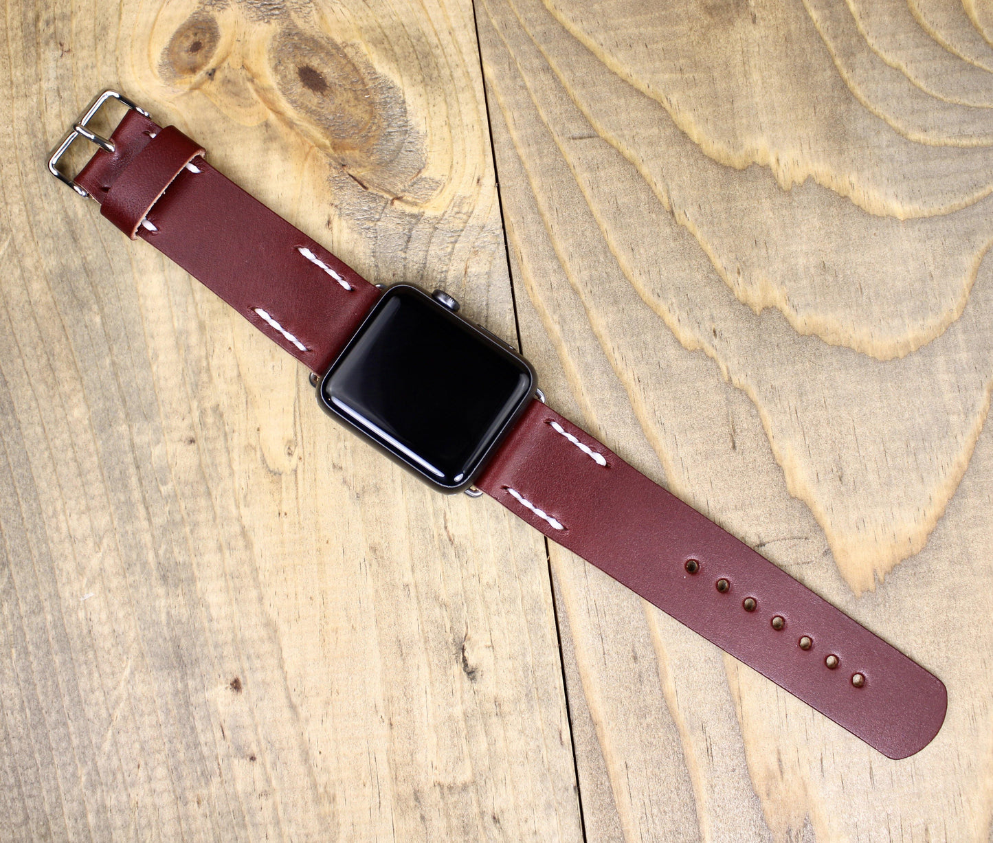 Burgundy Leather Apple Watch Band. Handmade Leather Apple Watch Strap. 38mm, 40mm, 41mm, 42mm. 44mm, 45mm leather Apple Watch band. Leather watch band for women or men. 3rd anniversary leather gift. Leather Accessory for Men. Leather gift for men or women. Leather watch strap for husband.