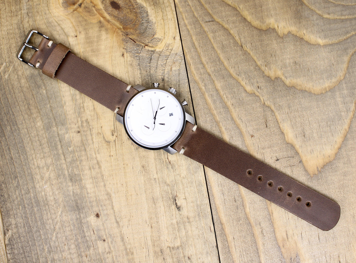 Brown Leather Watch Band. Horween Leather Watch Strap. 18mm, 20mm, 22mm, 24mm leather watch strap for men or women.3rd Anniversary leather gift for men or women. Leather accessory gift. Spring Bar Watch Strap