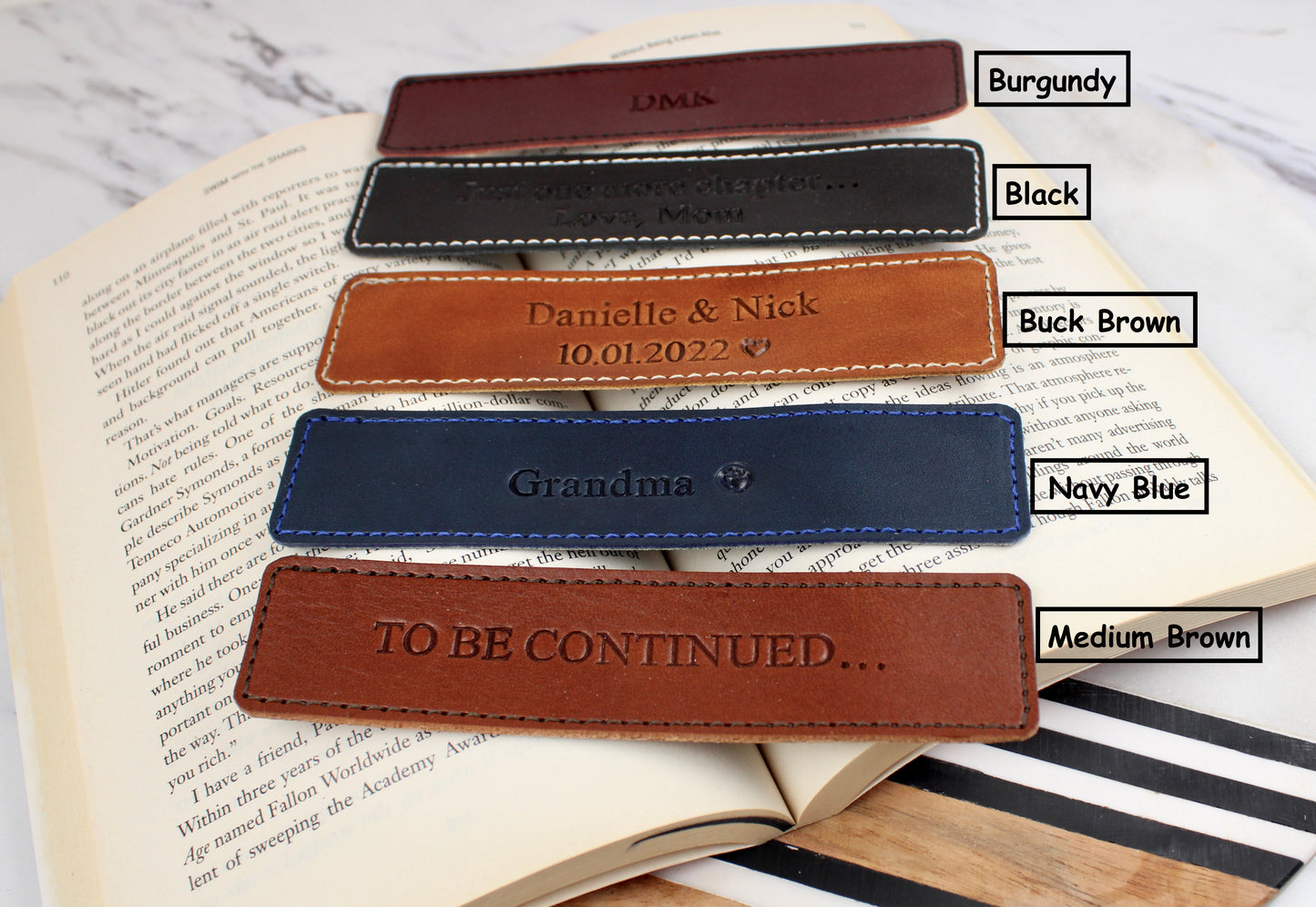 handmade leather bookmark
