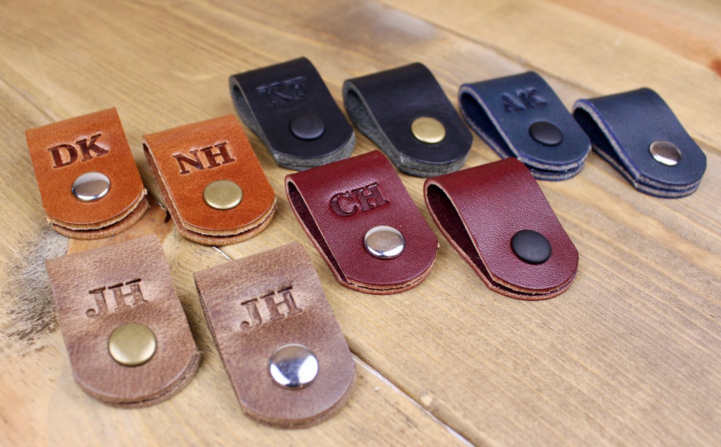 Leather Cord Organizers. Leather Accessories. 3rd anniversary leather gift for men or women. Leather cord tacos. Leather cord wraps. Personalized leather cord wraps. handmade leather cord organization.