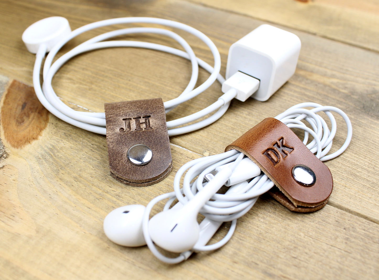 Leather Cord Organizers. Leather Accessories. 3rd anniversary leather gift for men or women. Leather cord tacos. Leather cord wraps. Personalized leather cord wraps. handmade leather cord organization.