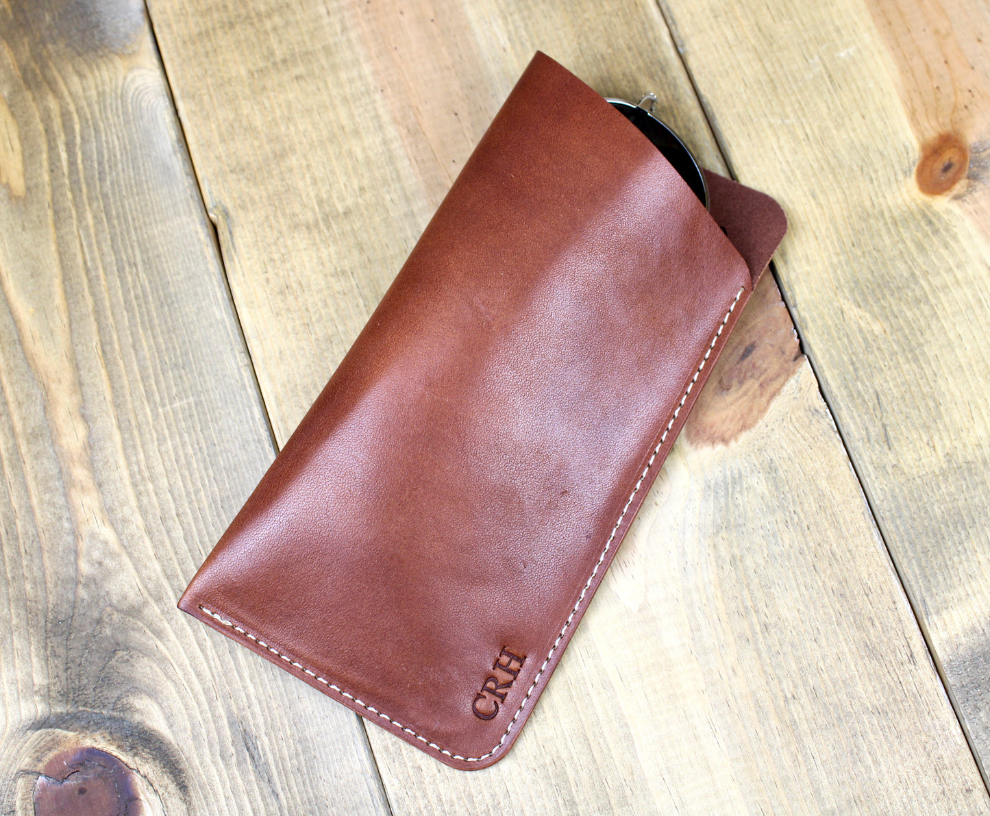 handmade leather glasses sleeve with personalization. leather glasses case for men or women. 3rd anniversary gift for men