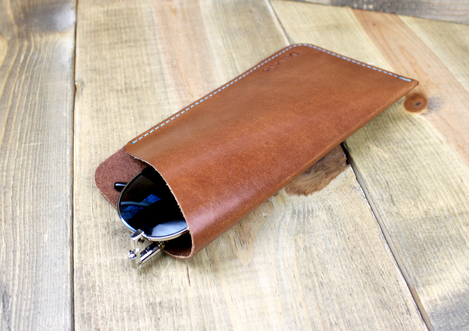handmade leather glasses sleeve with personalization. leather glasses case for men or women. 3rd anniversary gift for men