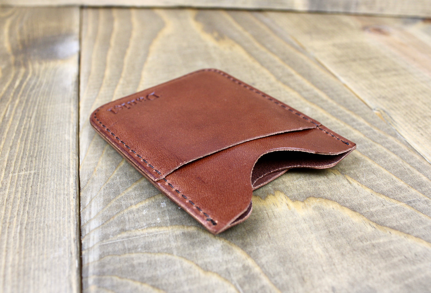 Handmade leather card sleeve with personalization. Leather wallet for men. Slim leather wallet. front pocket leather wallet.
