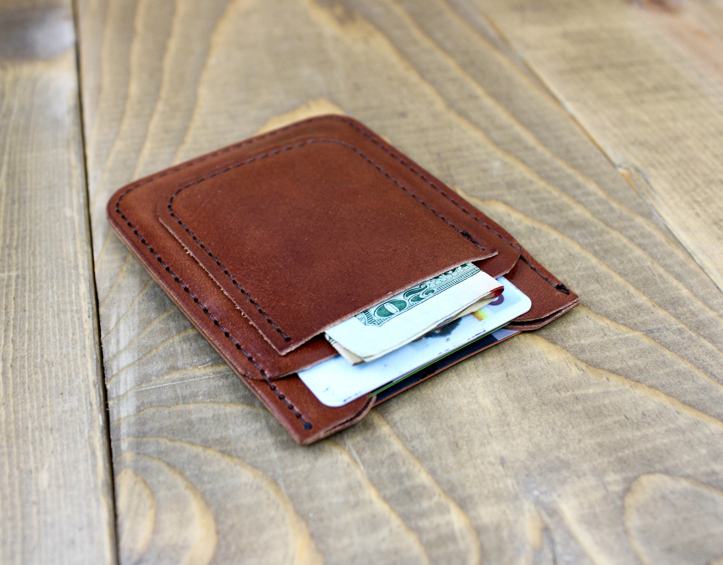 Handmade leather card sleeve with personalization. Leather wallet for men. Slim leather wallet. front pocket leather wallet.
