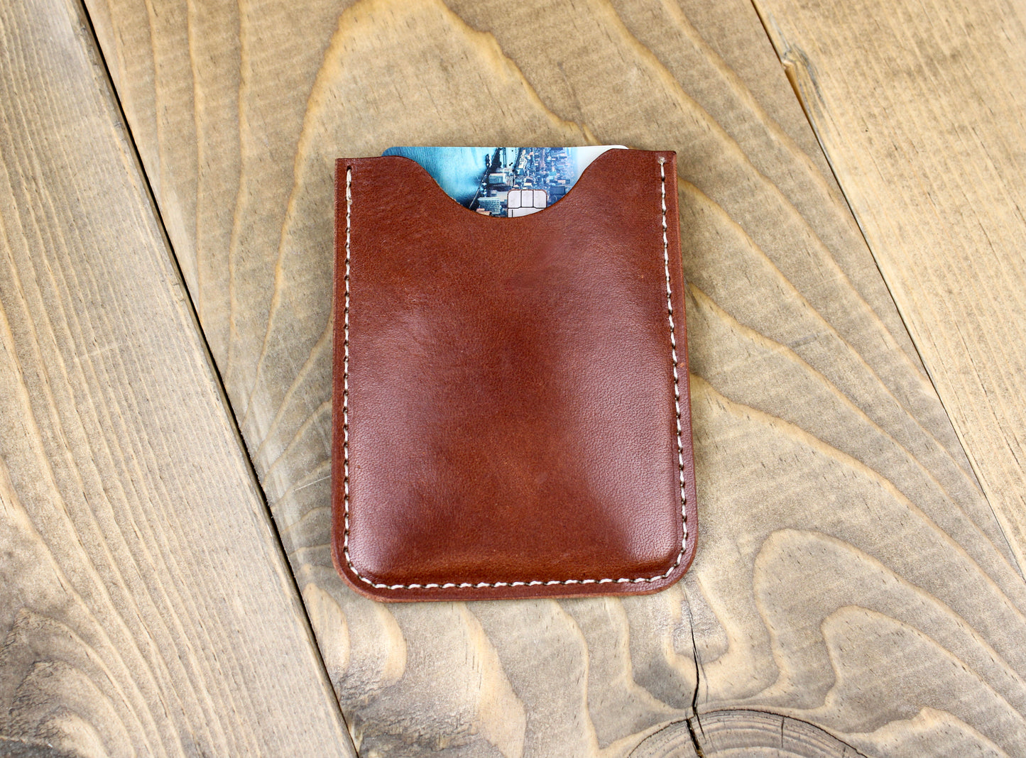 Handmade leather card sleeve with personalization. Leather wallet for men. Slim leather wallet. front pocket leather wallet.