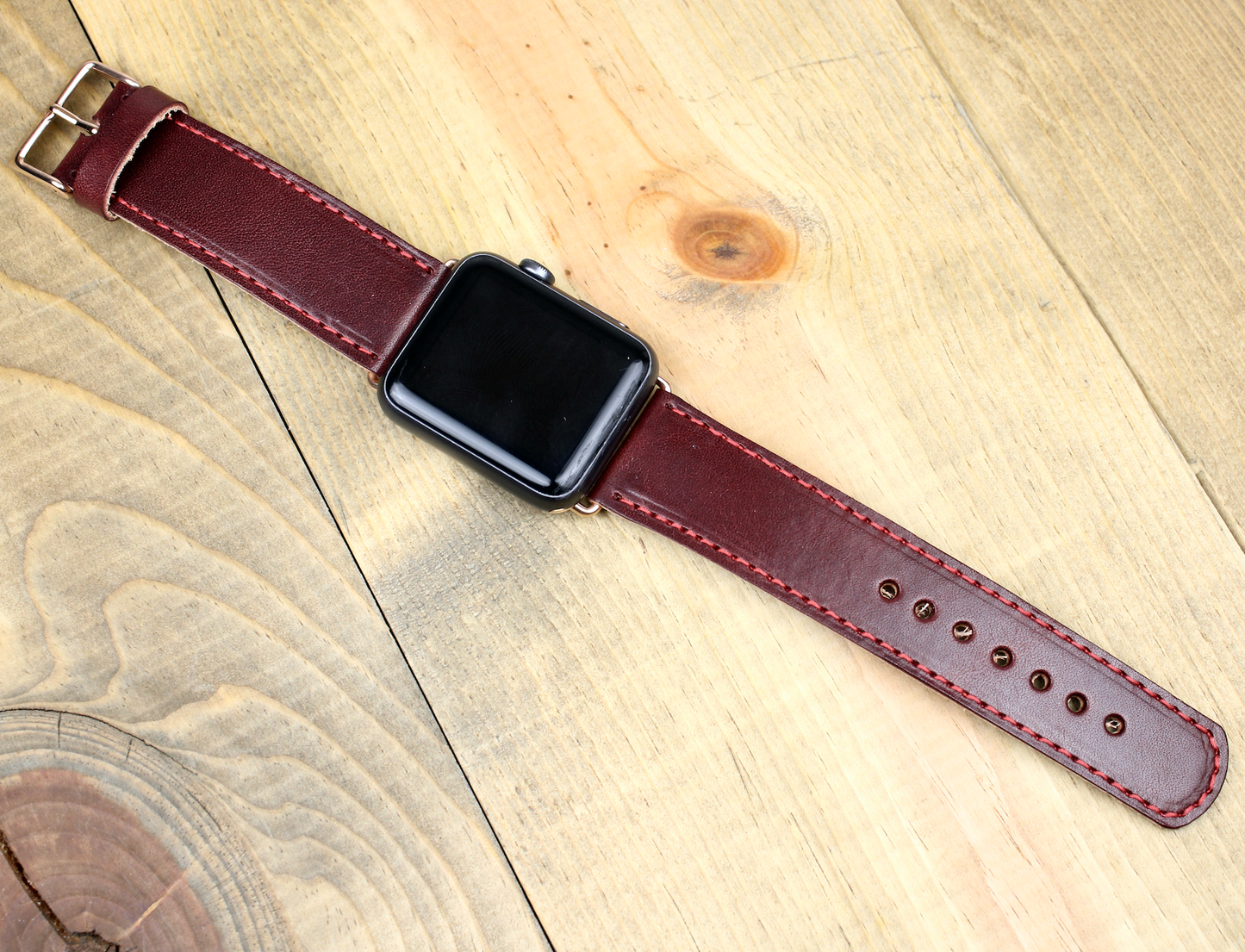 Handmade leather Apple Watch band. leather watch strap. classic wrap strap. mens leather watch band