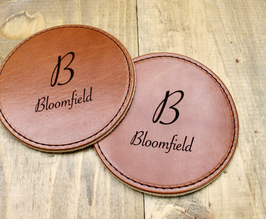 Leather Coasters - Laser Engraved Personalization (Round)