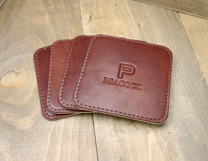 Leather Coasters - Stamped Personalization (Square)