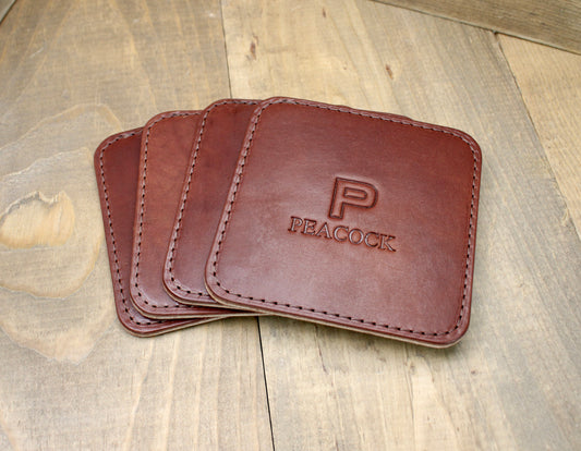 Leather Coasters - Stamped Personalization (Square)