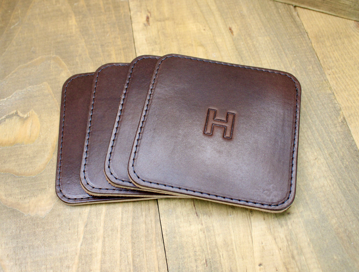 Leather Coasters - Stamped Personalization (Square)