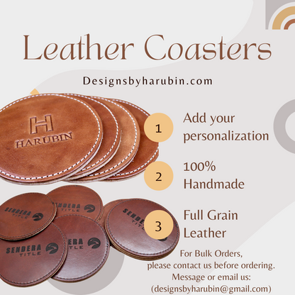 Leather Coasters (Laser Engraved Personalization)