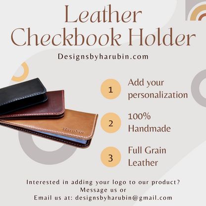 Medium Brown Leather Checkbook Holder