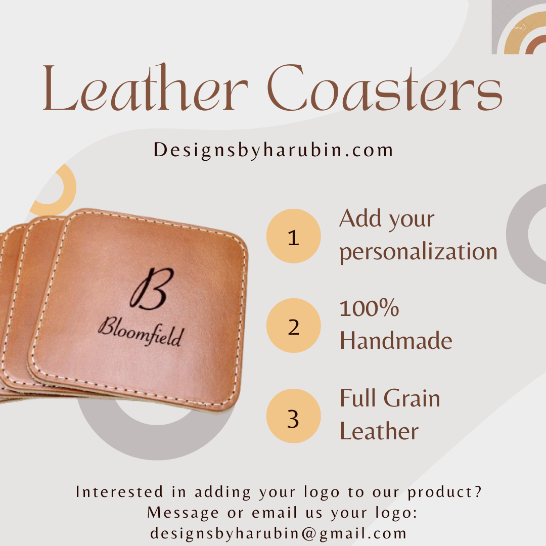 Leather Coasters - Stamped Personalization (Square)