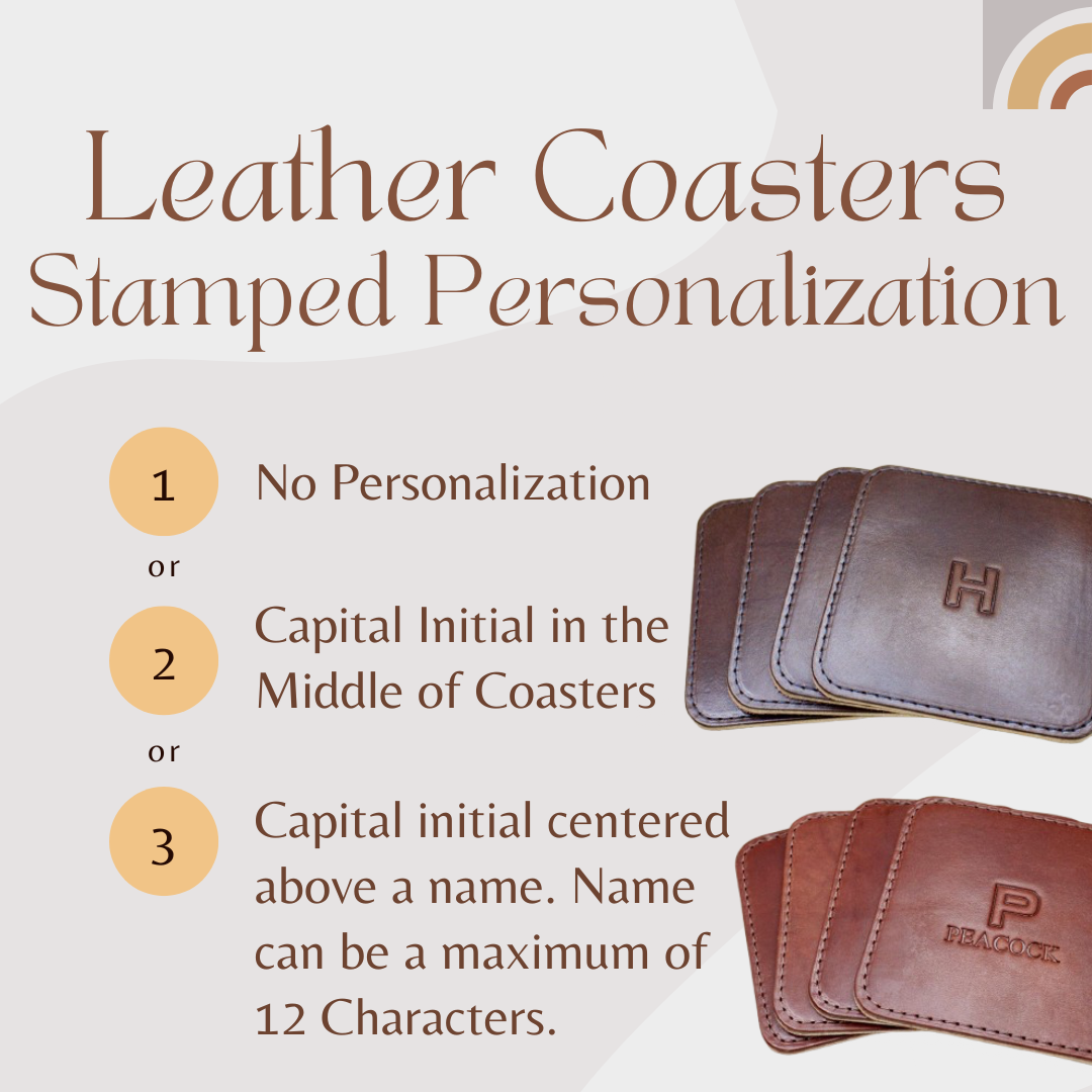 Leather Coasters - Stamped Personalization (Square)