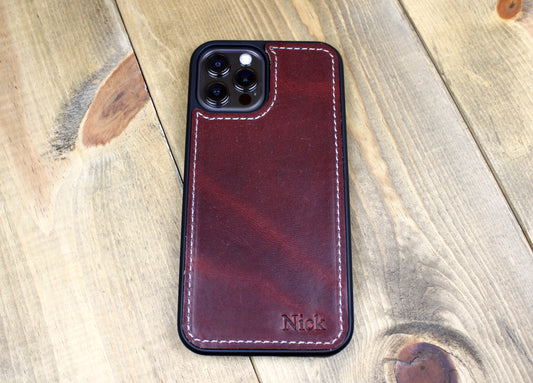 Burgundy Leather iPhone case. Handmade leather iPhone case for men or women. iPhone 7, iPhone 8, iPhone SE, iPhone 11, iPhone 11 Pro, iPhone 11 Pro max, iPhone 12, iPhone 12 Pro, iPhone 12 Pro max, iPhone 13, iPhone 13 pro, iPhone 13 pro max leather case. 