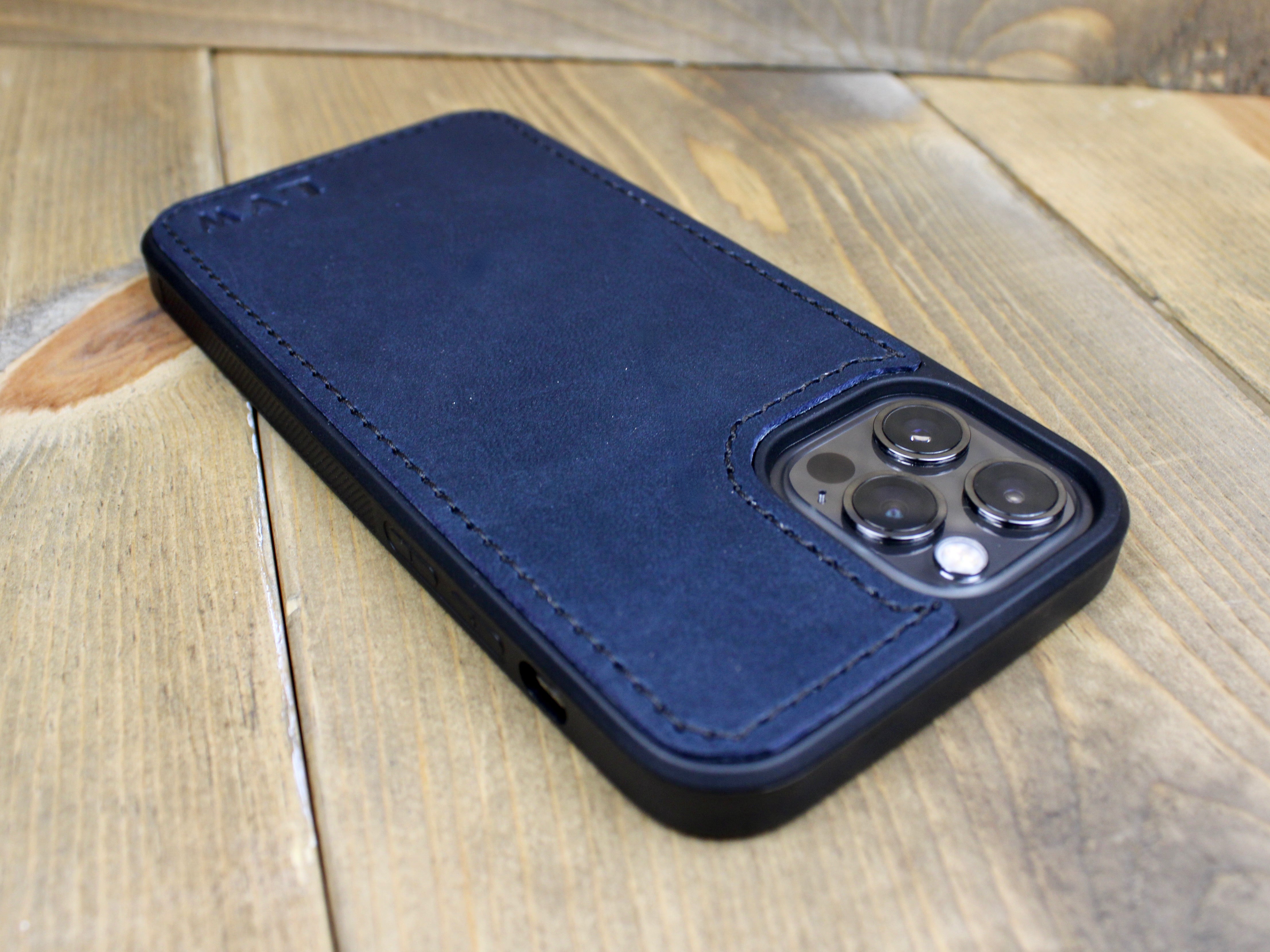 Navy Blue iPhone Leather Case