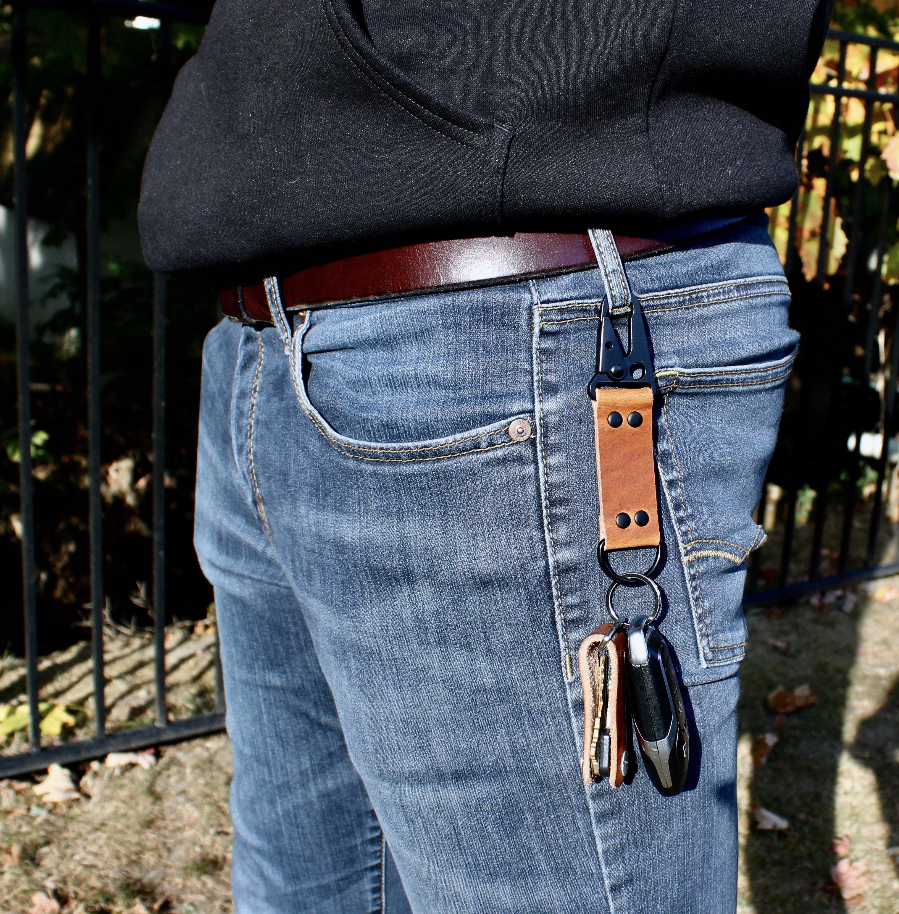 Leather belt clearance keychain