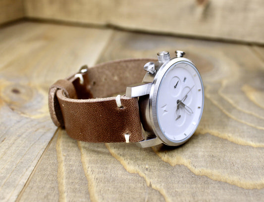 Brown Leather Watch Band. Horween Leather Watch Strap. 18mm, 20mm, 22mm, 24mm leather watch strap for men or women.3rd Anniversary leather gift for men or women. Leather accessory gift. 
