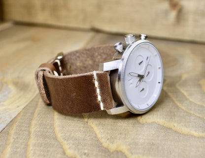 Brown Leather Watch Band. Horween Leather Watch Strap. 18mm, 20mm, 22mm, 24mm leather watch strap for men or women.3rd Anniversary leather gift for men or women. Leather accessory gift. 