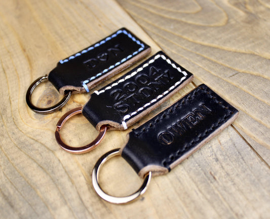 Hand Stitched Black Leather Keychain Designs By Harubin
