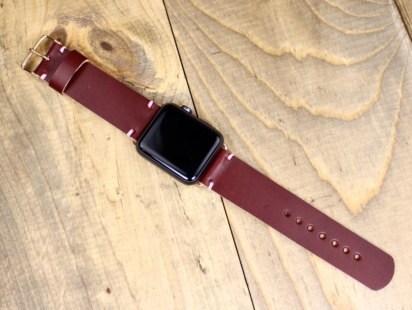 Burgundy Leather Apple Watch Band. Handmade Leather Apple Watch Strap. 38mm, 40mm, 41mm, 42mm. 44mm, 45mm leather Apple Watch band. Leather watch band for women or men. 3rd anniversary leather gift. Leather Accessory for Men. Leather gift for men or women. Leather watch strap for husband.