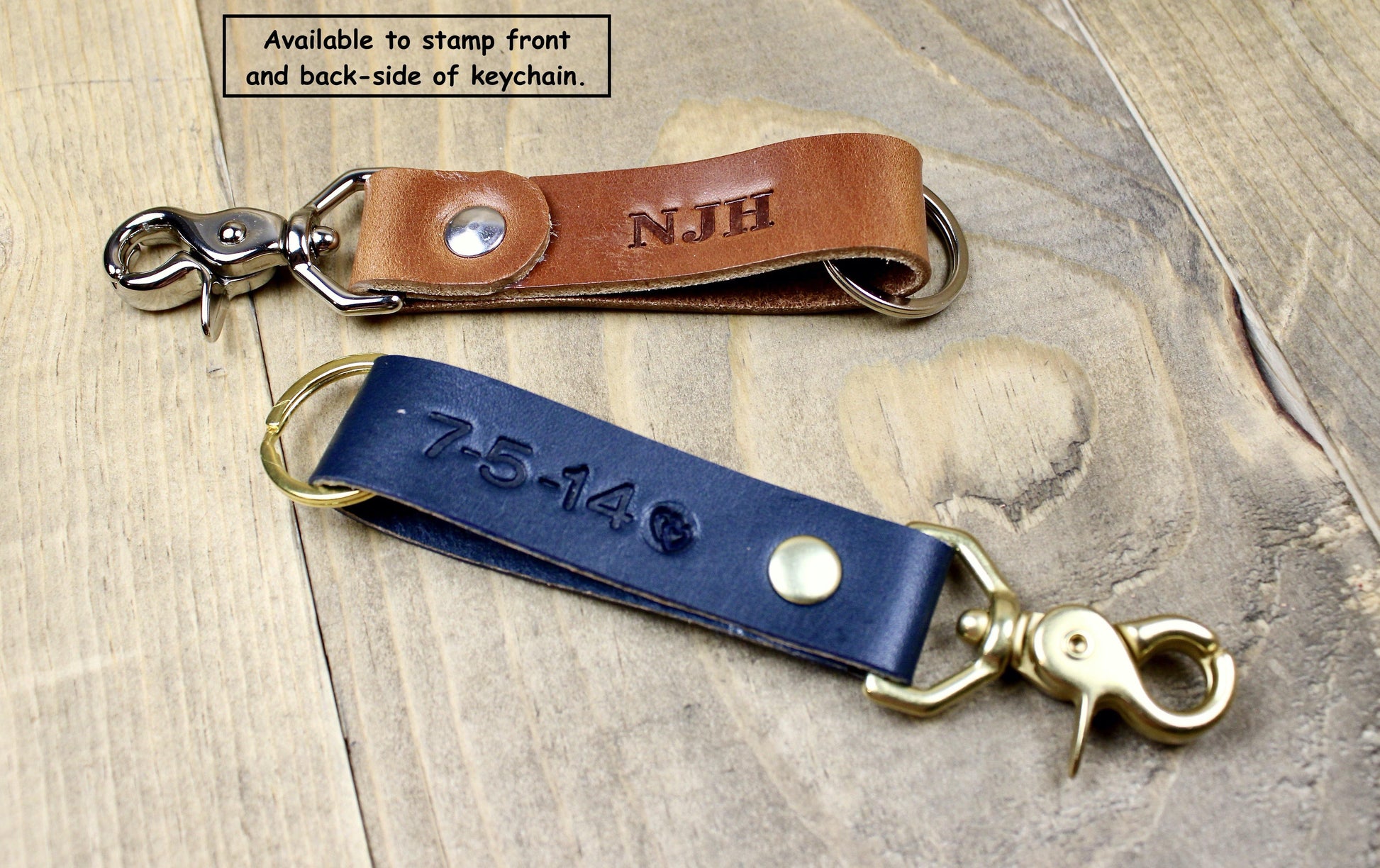 Designs by Harubin Navy Blue Leather Keychain Space Gray / Gray