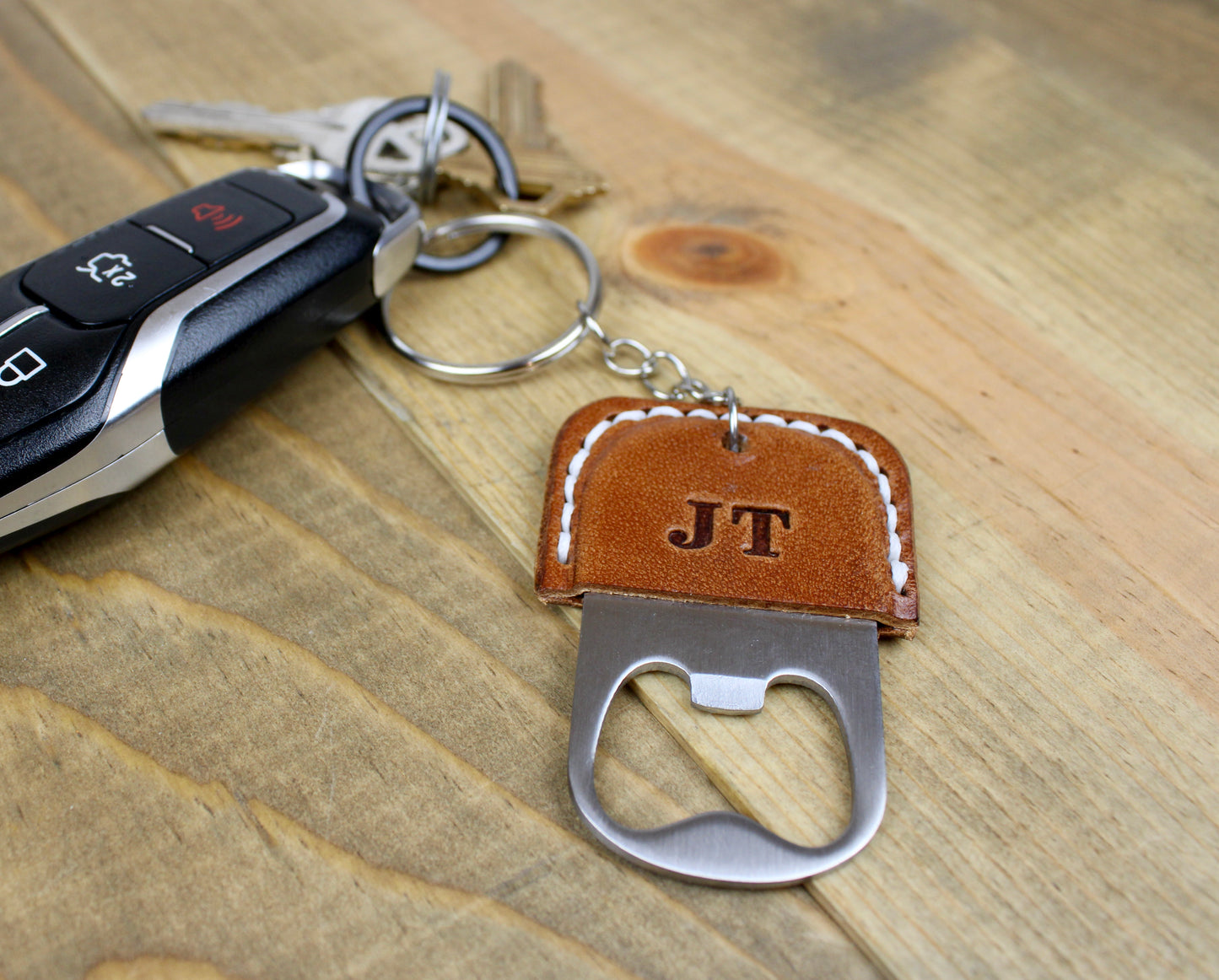 Leather Bottle Opener Keychain