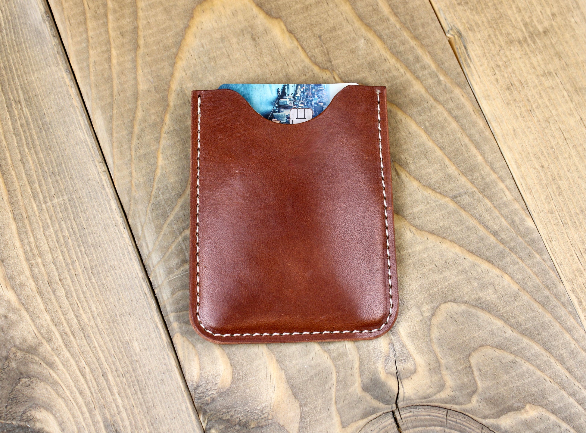 Handmade Leather Card Sleeve | Made in USA Pink Handmade Leather Card Sleeve | Made in USA Pink