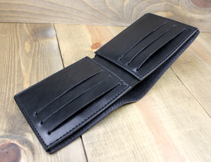 black leather wallet. handmade leather wallet. personalized leather wallet. leather wallet for men. 3rd anniversary gift.