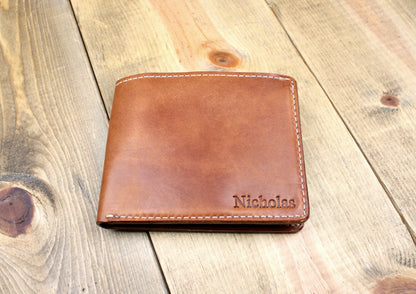 brown leather wallet. handmade leather wallet. personalized leather wallet. leather wallet for men. 3rd anniversary gift.