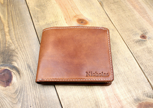 brown leather wallet. handmade leather wallet. personalized leather wallet. leather wallet for men. 3rd anniversary gift.