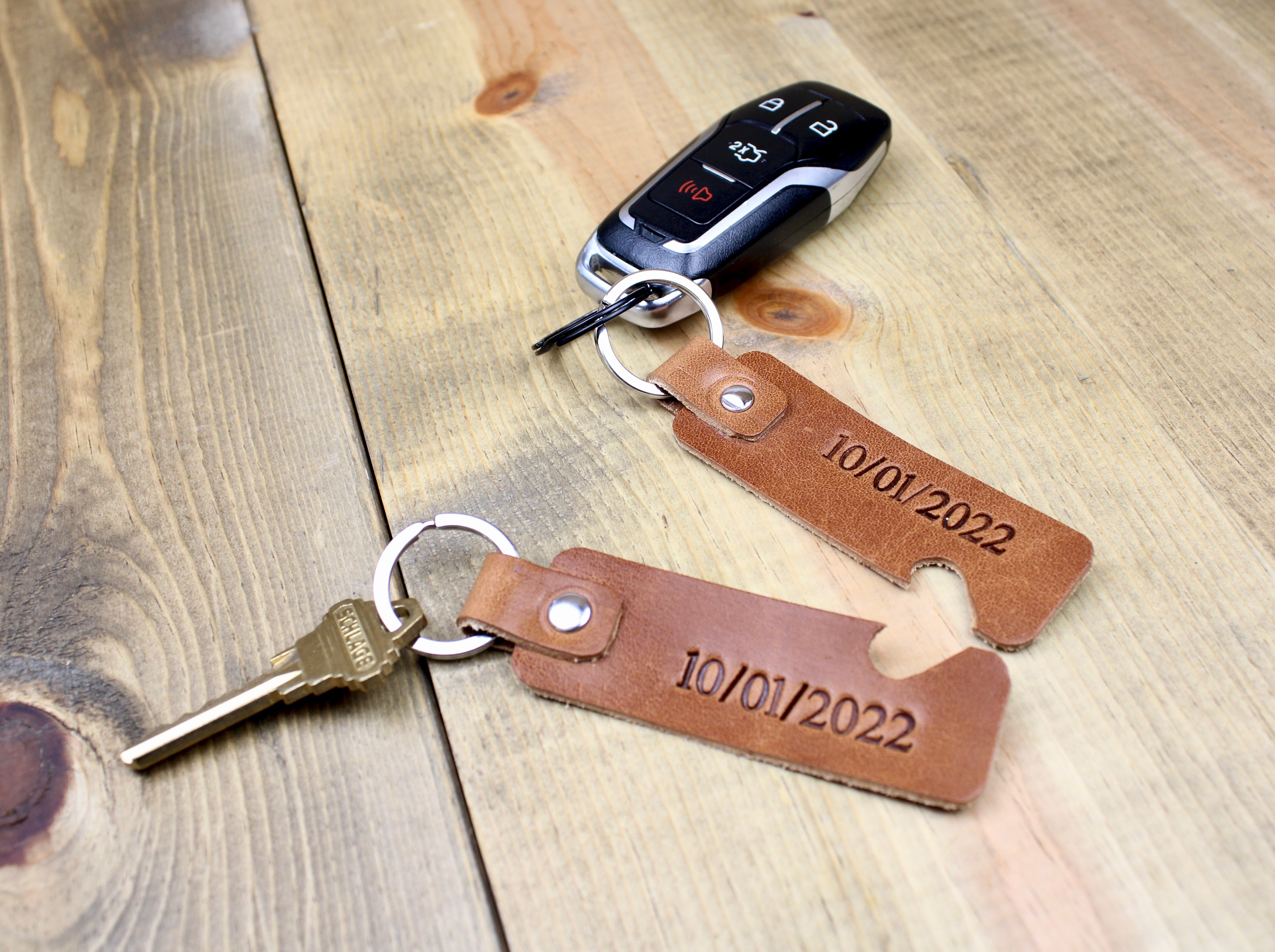 Leather Couples Keychain Set