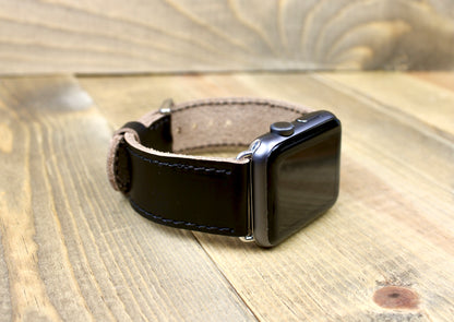 Black Leather apple watch Band