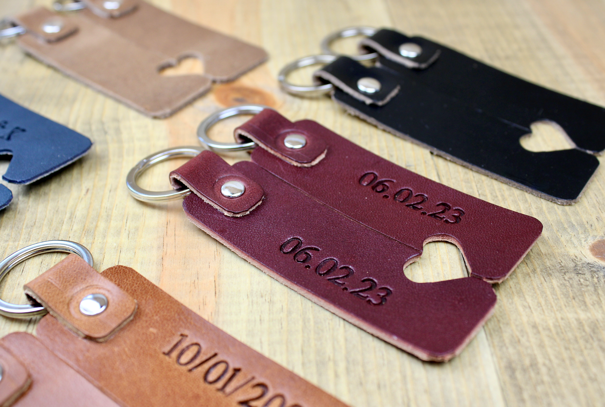 Designs by Harubin Leather Couples Keychain Set Burgundy